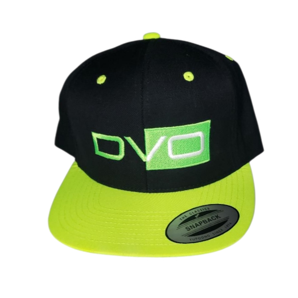 DVO Black and Neon Green Snapback Hat